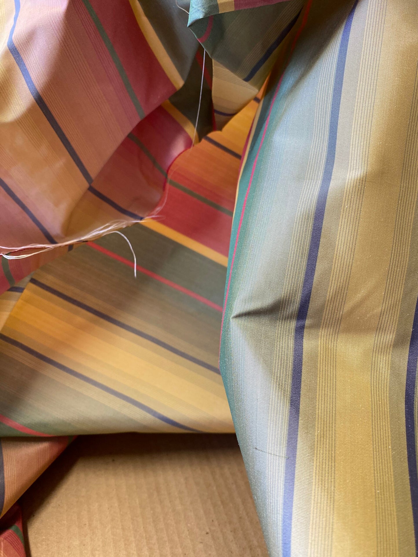 Scalamandre Candice Stripe Multi100% Silk taffeta Strie Rainbow of Pink Red Green Gold Blue Purple Candy Color  MSRP 180/y