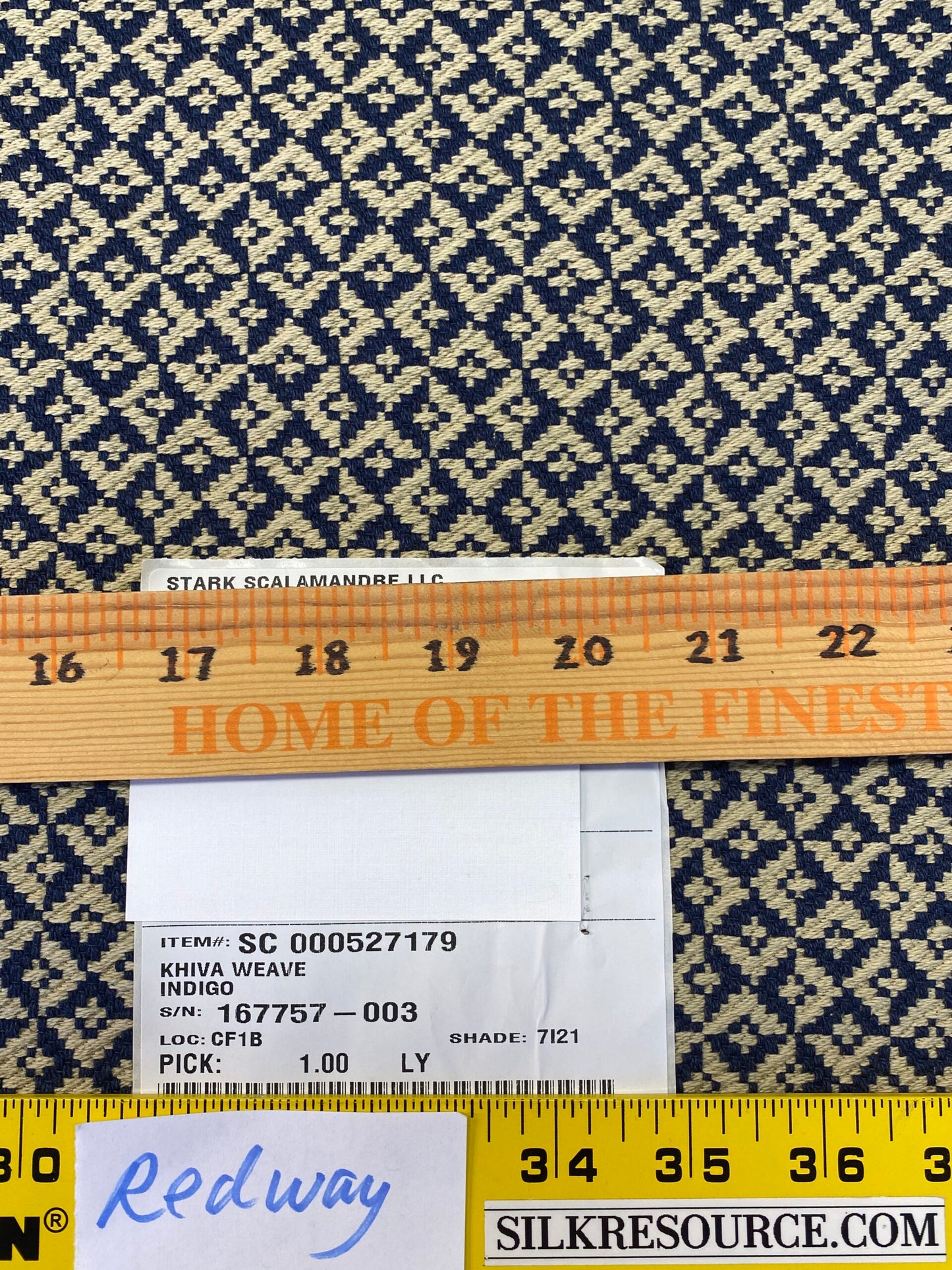 Scalamandre Khiva Weave Indigo Blue White Small Scale Geometric Diamond 100% Cotton MSRP USD180/yd