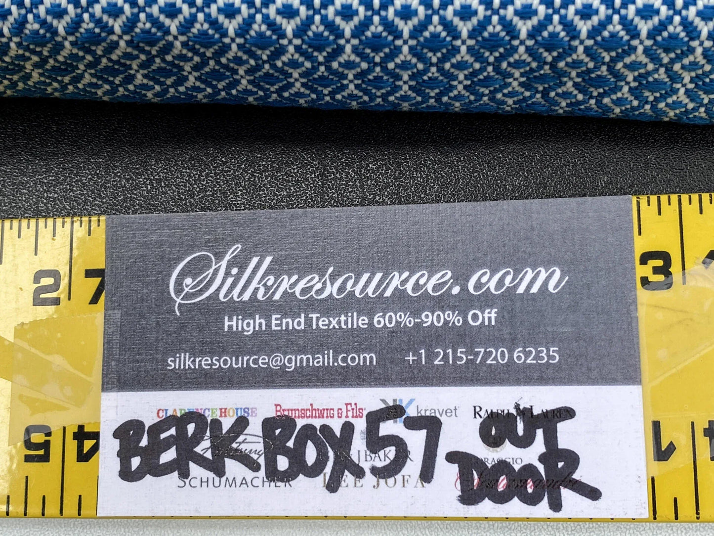 1 Berkbox57 Outdoor 1.5yard Bird's Eye Weave Azure Blue White Linen MSRP USD270