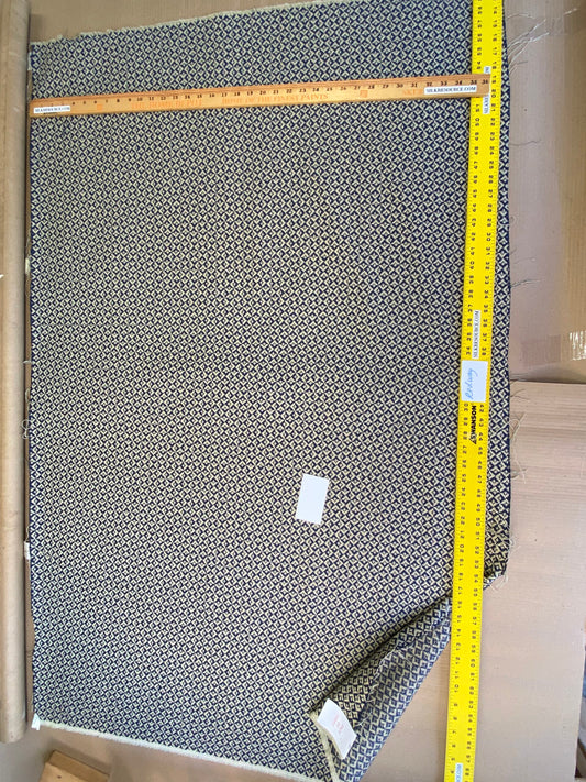 Scalamandre Khiva Weave Indigo Blue White Small Scale Geometric Diamond 100% Cotton MSRP USD180/yd