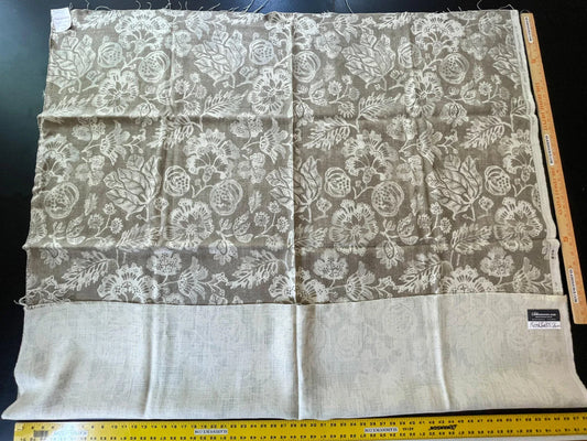 Scalamandre Calais Linen Print, Flax Beige - 1.5 Yard