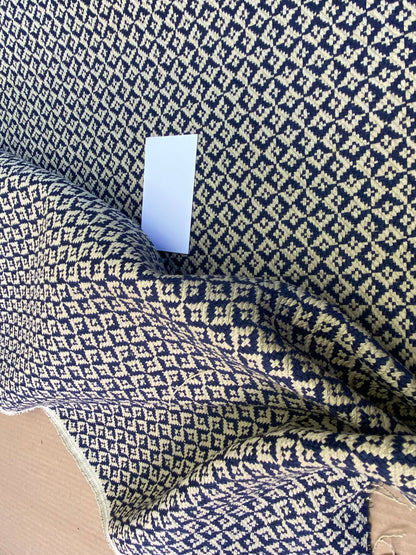 Scalamandre Khiva Weave Indigo Blue White Small Scale Geometric Diamond 100% Cotton MSRP USD180/yd