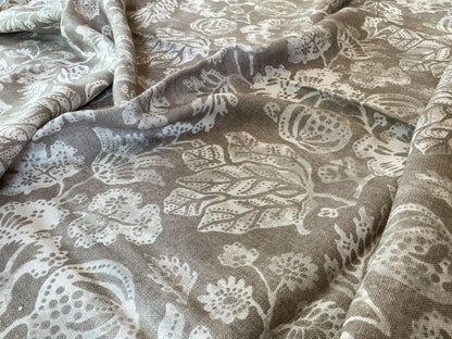 Scalamandre Calais Linen Print, Flax Beige - 1.5 Yard