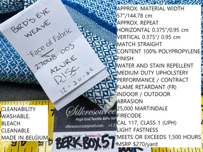 1 Berkbox57 Outdoor 1.5yard Bird's Eye Weave Azure Blue White Linen MSRP USD270