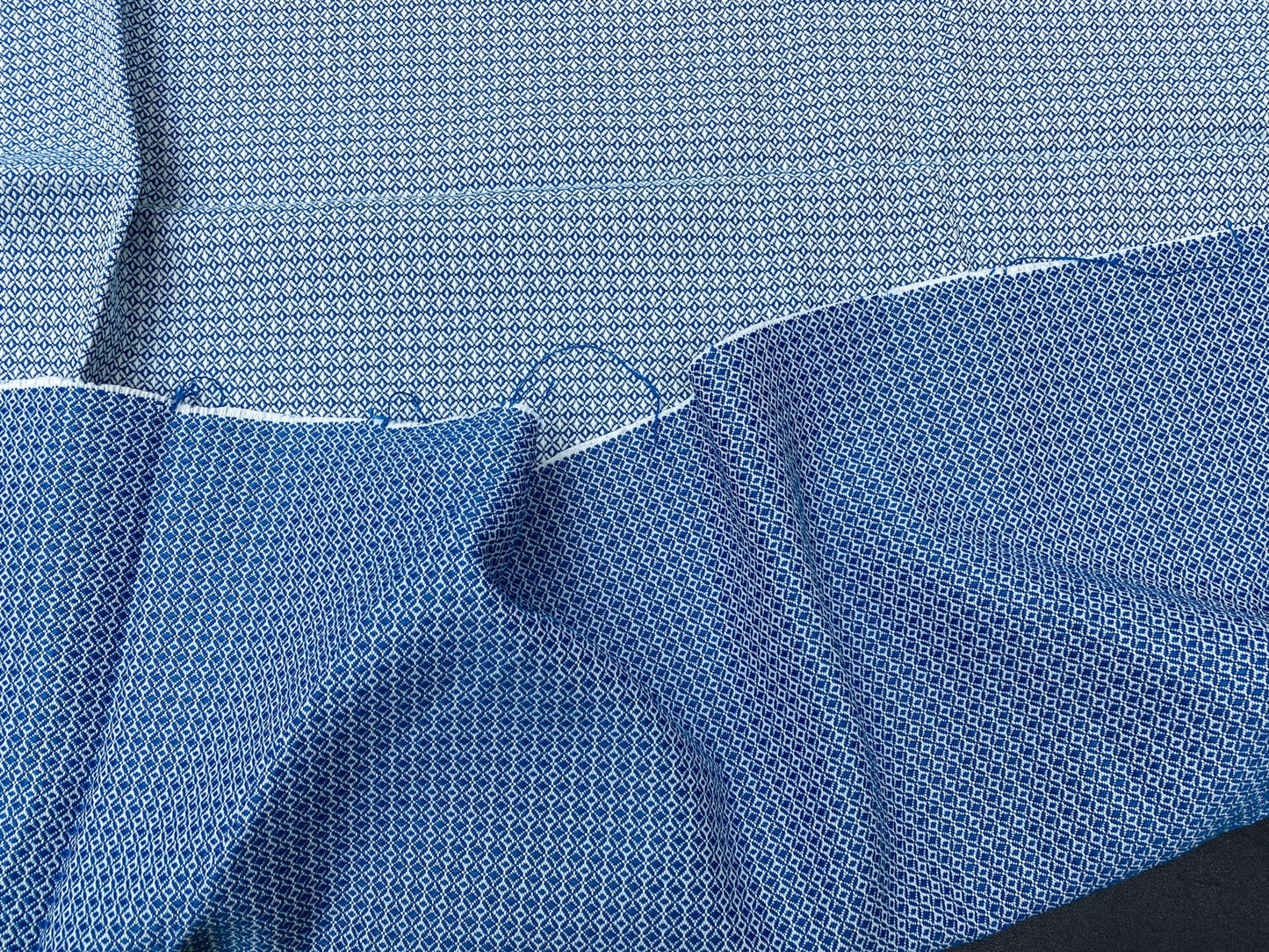 1 Berkbox57 Outdoor 1.5yard Bird's Eye Weave Azure Blue White Linen MSRP USD270