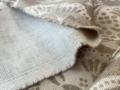 Scalamandre Calais Linen Print, Flax Beige - 1.5 Yard