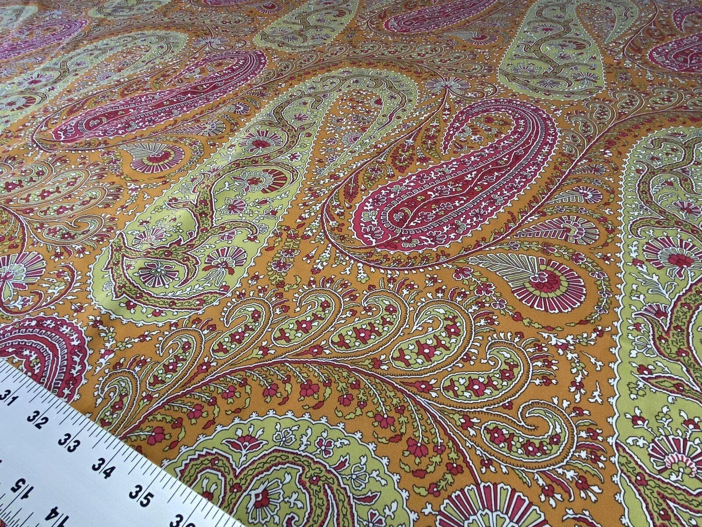 Scalamandre Jaipur Paisley Cotton Satin Persimmon Pink Italy MSRP USD 199/y