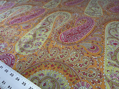 Scalamandre Jaipur Paisley Cotton Satin Persimmon Pink Italy MSRP USD 199/y