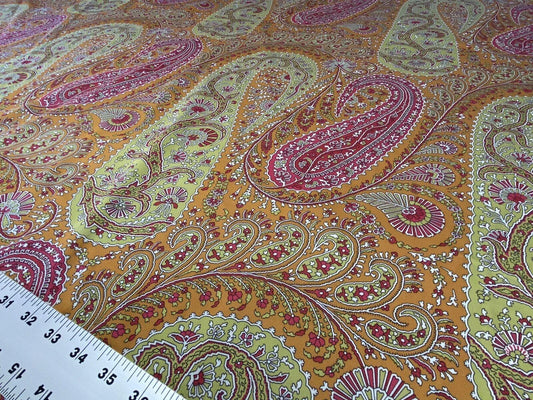Scalamandre Jaipur Paisley Cotton Satin Persimmon Pink Italy MSRP USD 199/y