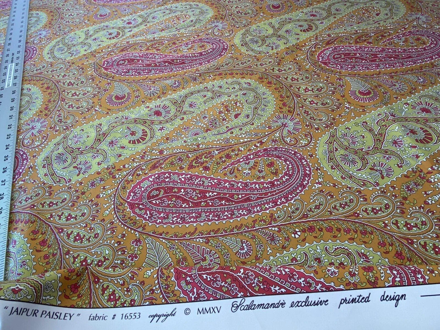 Scalamandre Jaipur Paisley Cotton Satin Persimmon Pink Italy MSRP USD 199/y