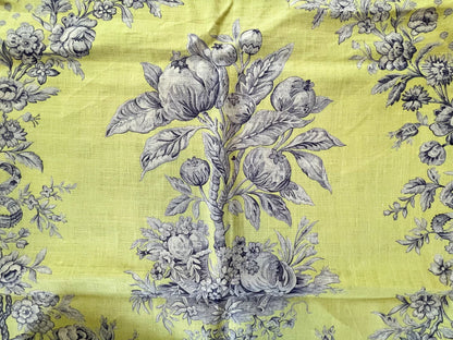 Scalamandre Tobago Hive Chartreuse Sapphire Linen - 1.5 Yard