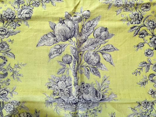 Scalamandre Tobago Hive Chartreuse Sapphire Linen - 1.5 Yard