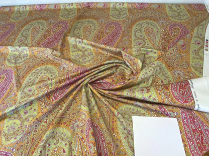 Scalamandre Jaipur Paisley Cotton Satin Persimmon Pink Italy MSRP USD 199/y