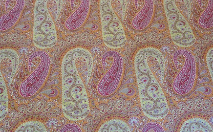 Scalamandre Jaipur Paisley Persimmon Pink  Cotton Satin from Italy MSRP USD 199/Y
