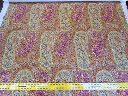 Scalamandre Jaipur Paisley Cotton Satin Persimmon Pink Italy MSRP USD 199/y