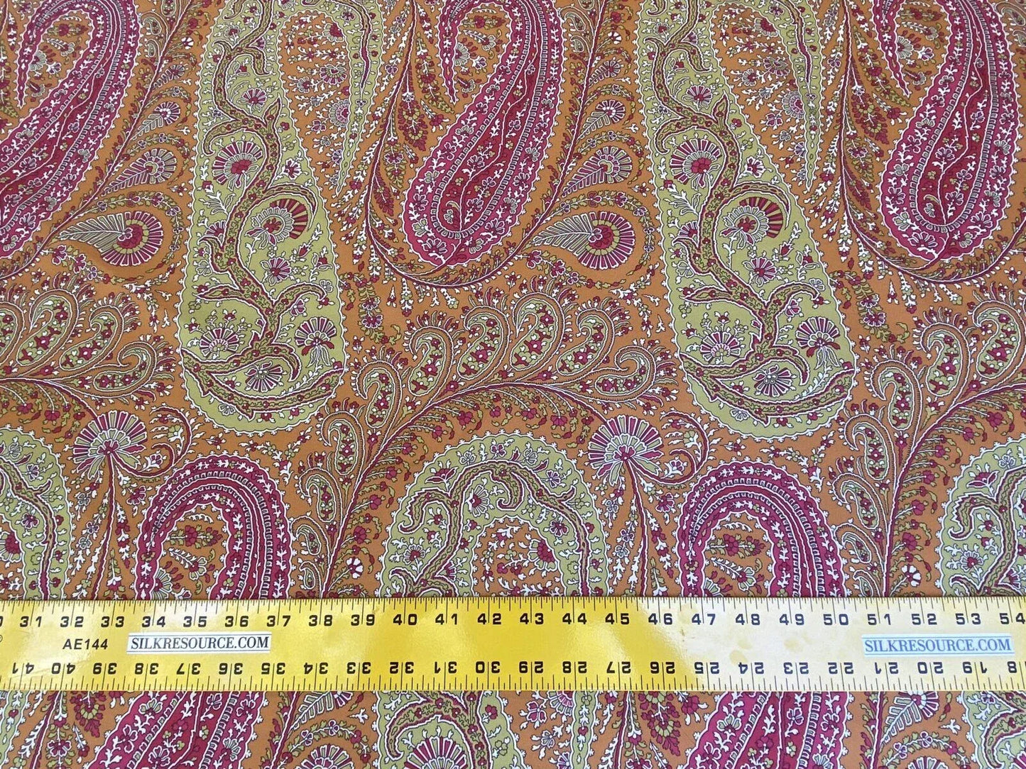 Scalamandre Jaipur Paisley Cotton Satin Persimmon Pink Italy MSRP USD 199/y