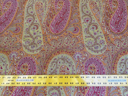 Scalamandre Jaipur Paisley Cotton Satin Persimmon Pink Italy MSRP USD 199/y