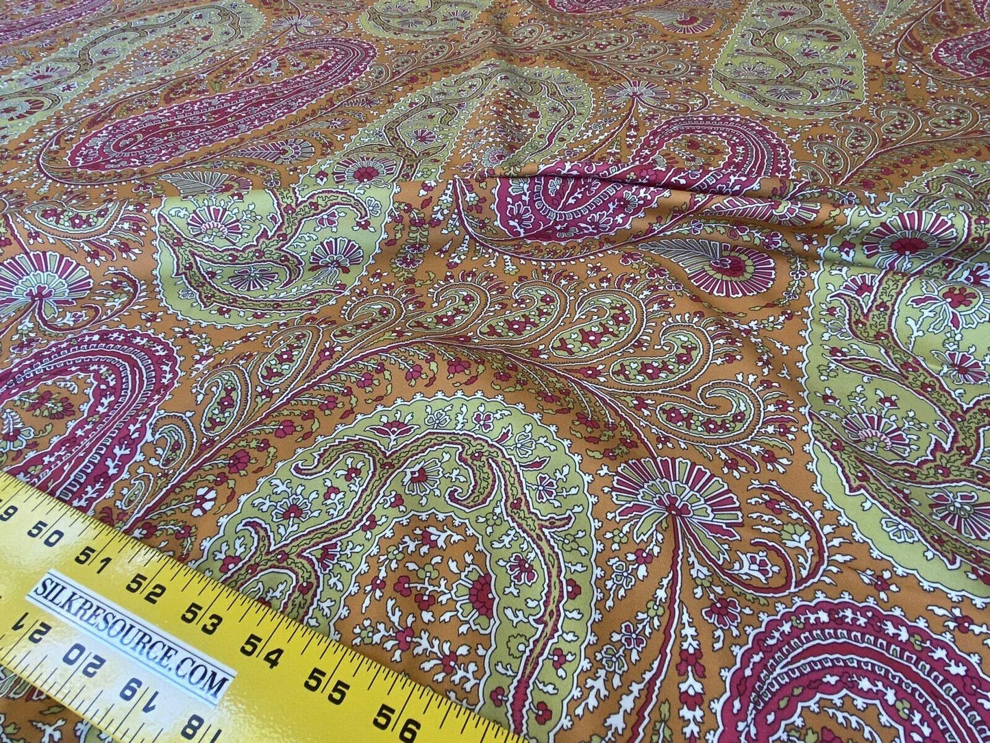 Scalamandre Jaipur Paisley Cotton Satin Persimmon Pink Italy MSRP USD 199/y