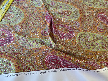 Scalamandre Jaipur Paisley Cotton Satin Persimmon Pink Italy MSRP USD 199/y