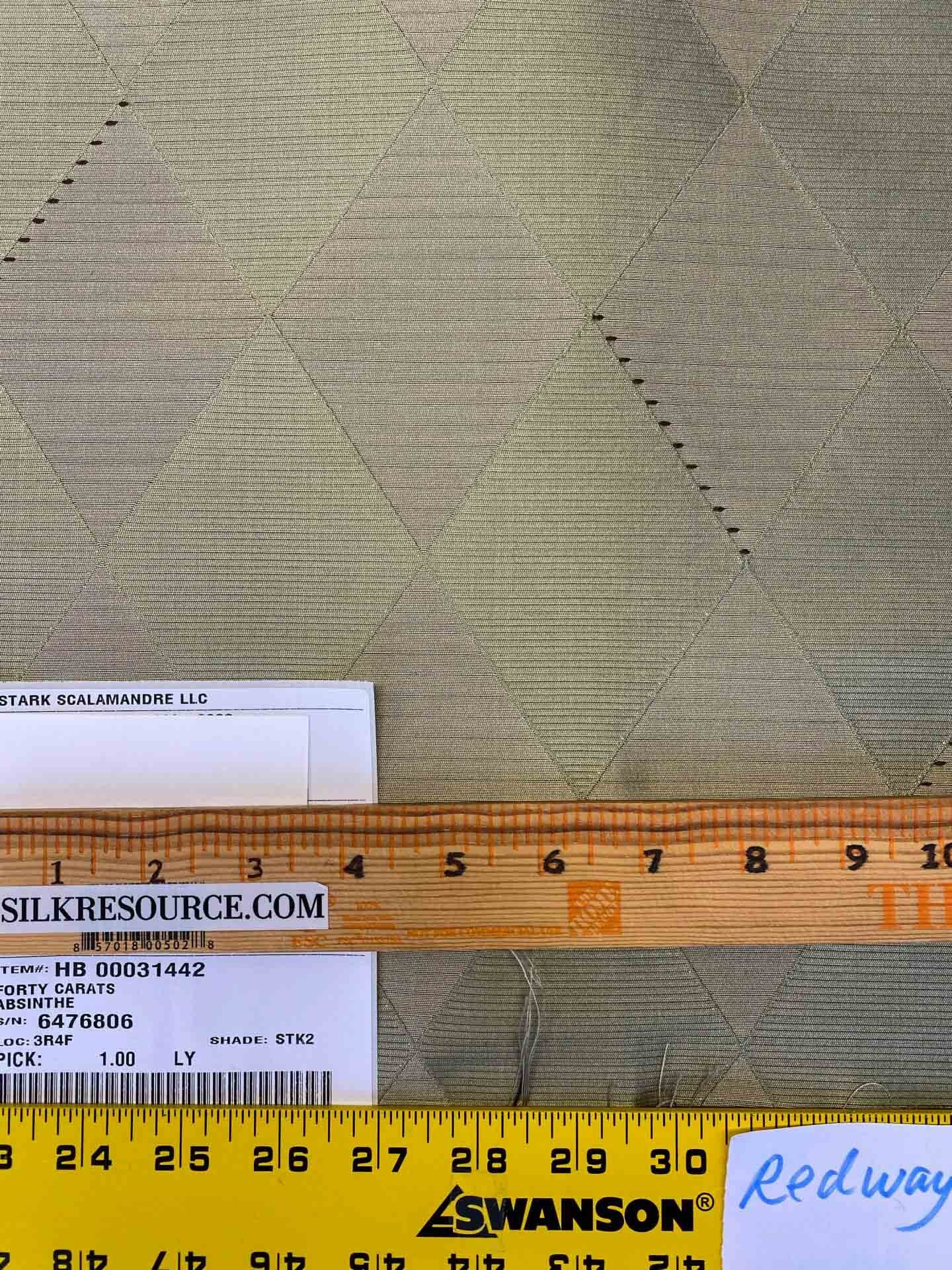 Scalamandre Forty Carats Absinthe Gray Green Silk Wool Jacquard Diamond Harlequin MSRP 188/Y