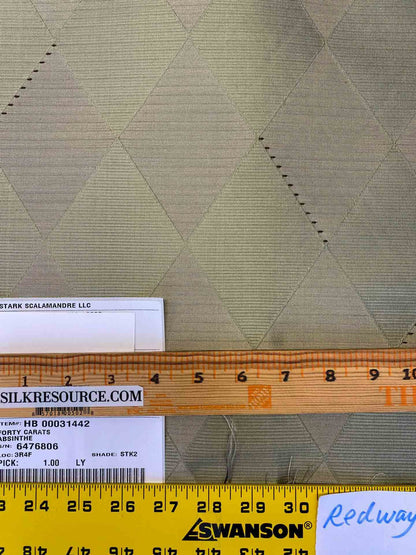 Scalamandre Forty Carats Absinthe Gray Green Silk Wool Jacquard Diamond Harlequin MSRP 188/Y