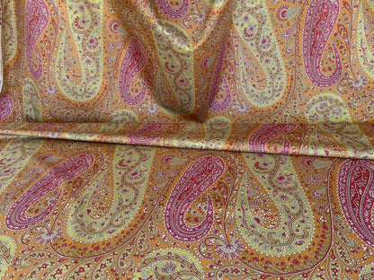 Scalamandre Jaipur Paisley Cotton Satin Persimmon Pink Italy MSRP USD 199/y