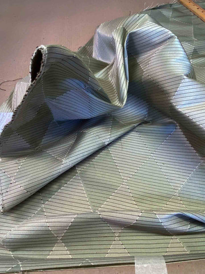 Scalamandre Forty Carats Absinthe Gray Green Silk Wool Jacquard Diamond Harlequin MSRP 188/Y