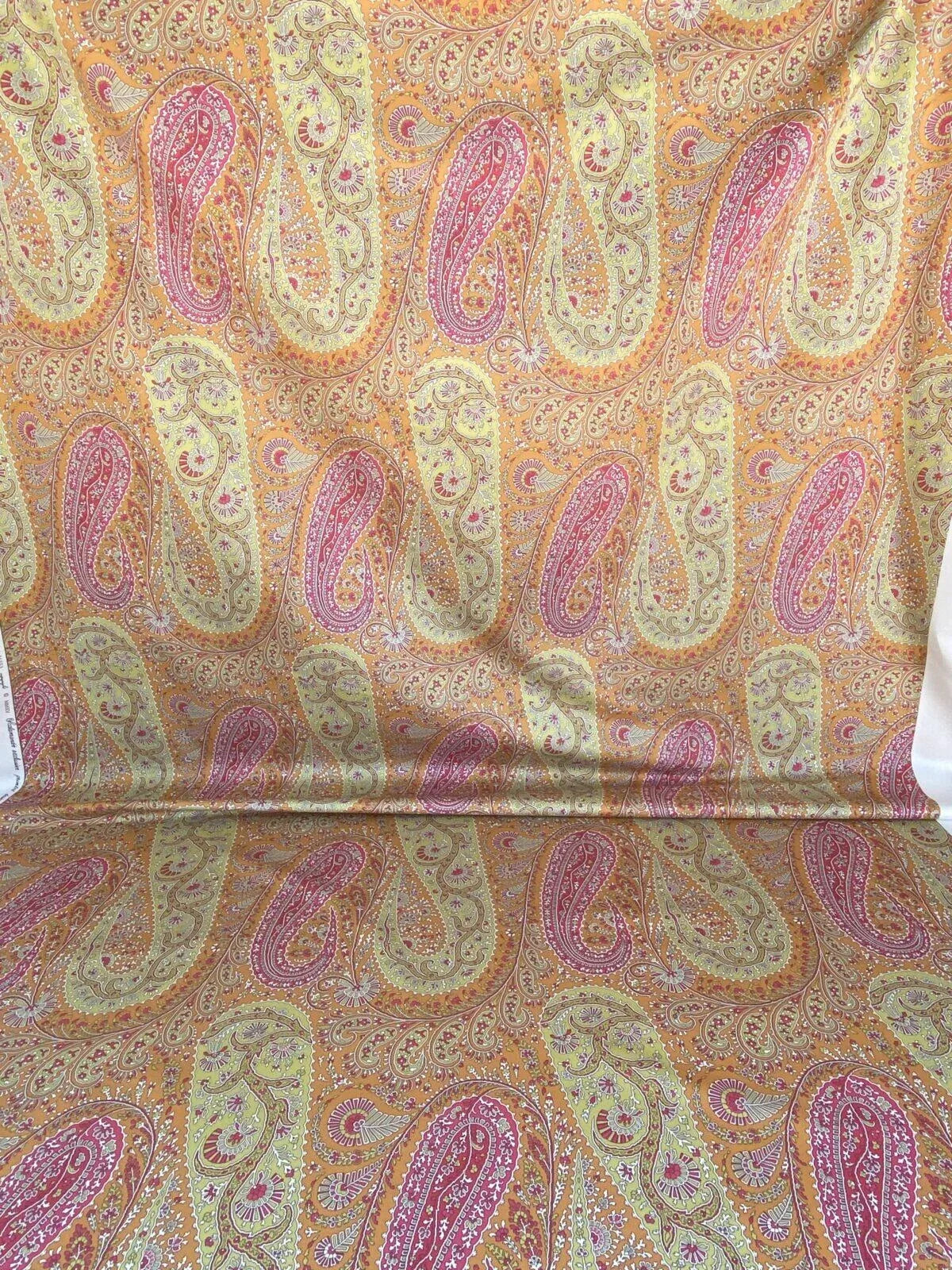 Scalamandre Jaipur Paisley Cotton Satin Persimmon Pink Italy MSRP USD 199/y