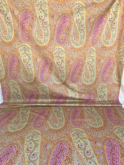 Scalamandre Jaipur Paisley Cotton Satin Persimmon Pink Italy MSRP USD 199/y