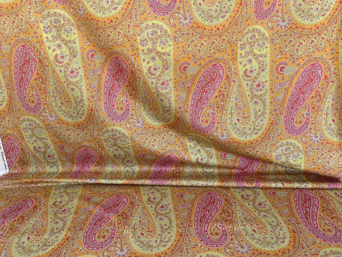Scalamandre Jaipur Paisley Cotton Satin Persimmon Pink Italy MSRP USD 199/y