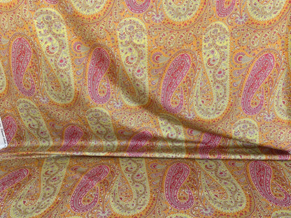 Scalamandre Jaipur Paisley Cotton Satin Persimmon Pink Italy MSRP USD 199/y