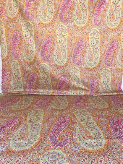Scalamandre Jaipur Paisley Cotton Satin Persimmon Pink Italy MSRP USD 199/y