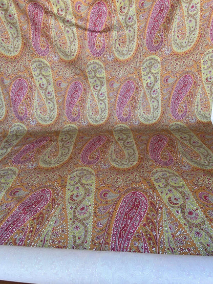 Scalamandre Jaipur Paisley Cotton Satin Persimmon Pink Italy MSRP USD 199/y