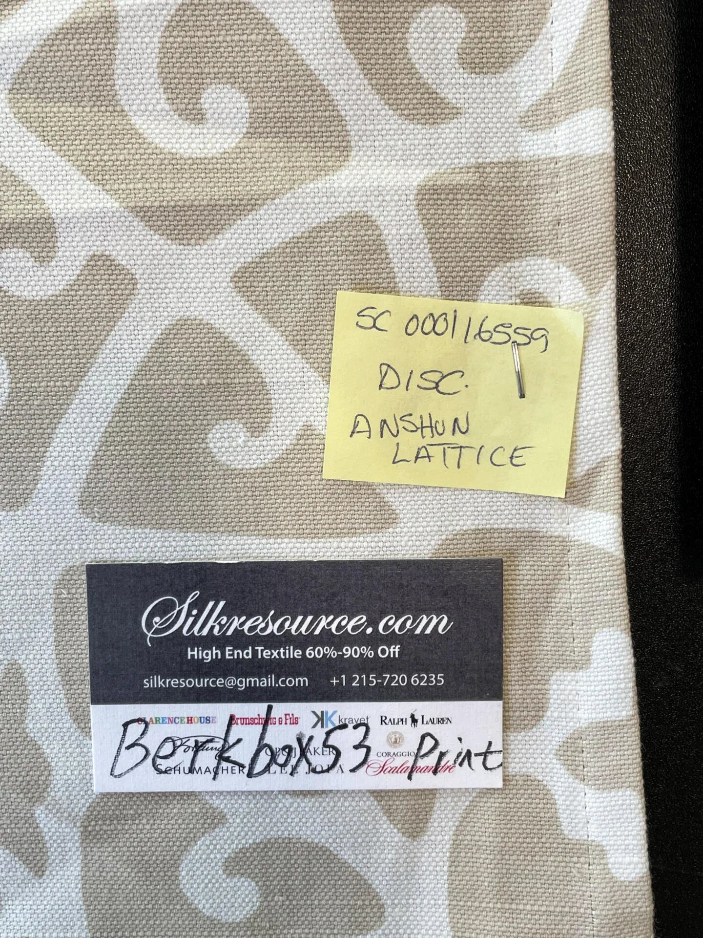 Anshun Lattice Beige White - 1.2 Yard