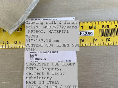 By Yd Scalamandre Bambu Sky Silk &amp; Linen Texture Solid Beige Italy MSRP USD 272/Y Glowing!