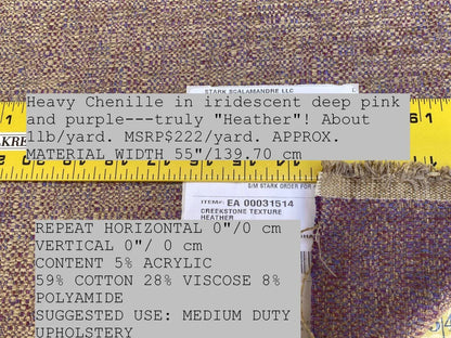 Scalamandre Creekstone Texture Heather MSRP USD 222/Y Heavy Chenille Pink Purple Italy