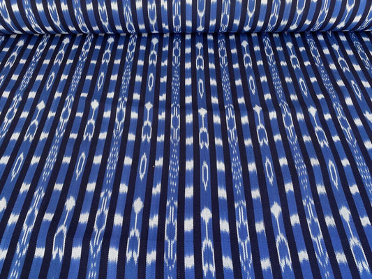 By yard Scalamandre Jakarta Ikat Stripe Indigo Asian Ikat Warp Print Blue White MSRP USD 138/Y