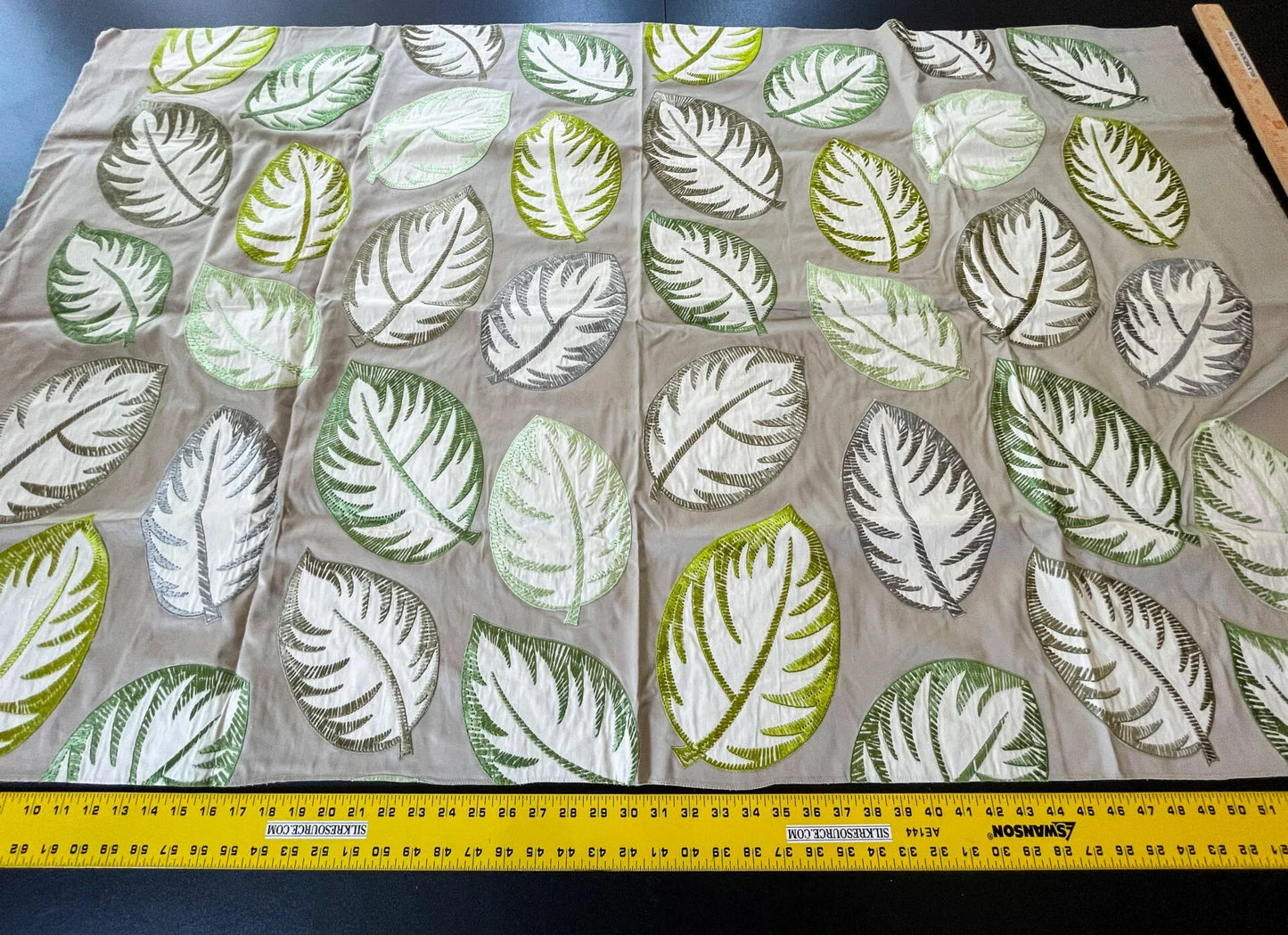 2 Berkbox54 1yard Scalamandre Palmer Gray Applique And Embroidery Leaves Pattern MSRP USD 284/y