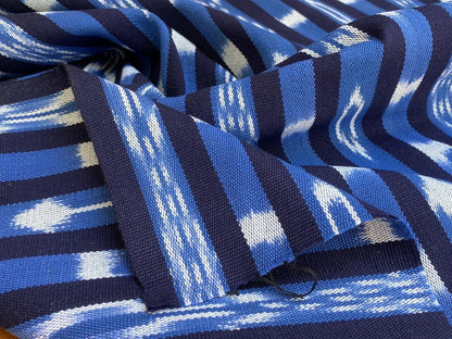 By yard Scalamandre Jakarta Ikat Stripe Indigo Asian Ikat Warp Print Blue White MSRP USD 138/Y