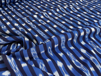 By yard Scalamandre Jakarta Ikat Stripe Indigo Asian Ikat Warp Print Blue White MSRP USD 138/Y