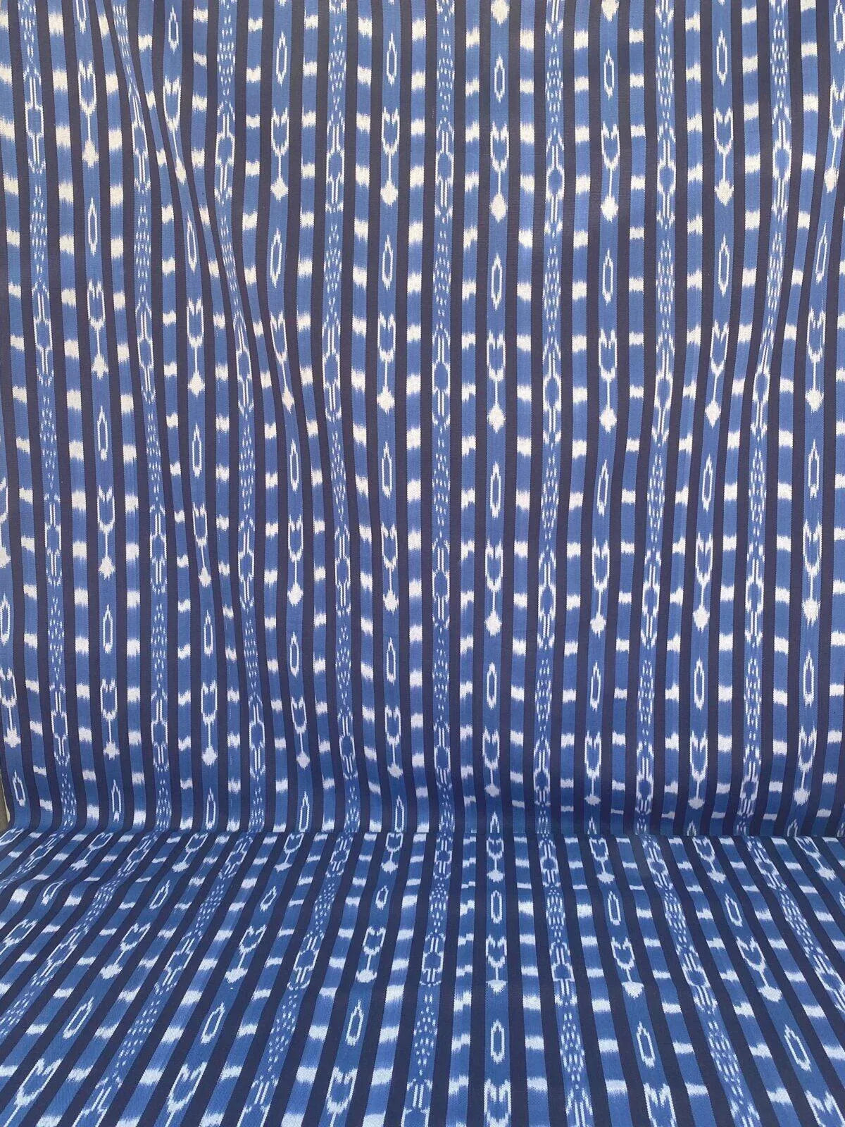 By yard Scalamandre Jakarta Ikat Stripe Indigo Asian Ikat Warp Print Blue White MSRP USD 138/Y