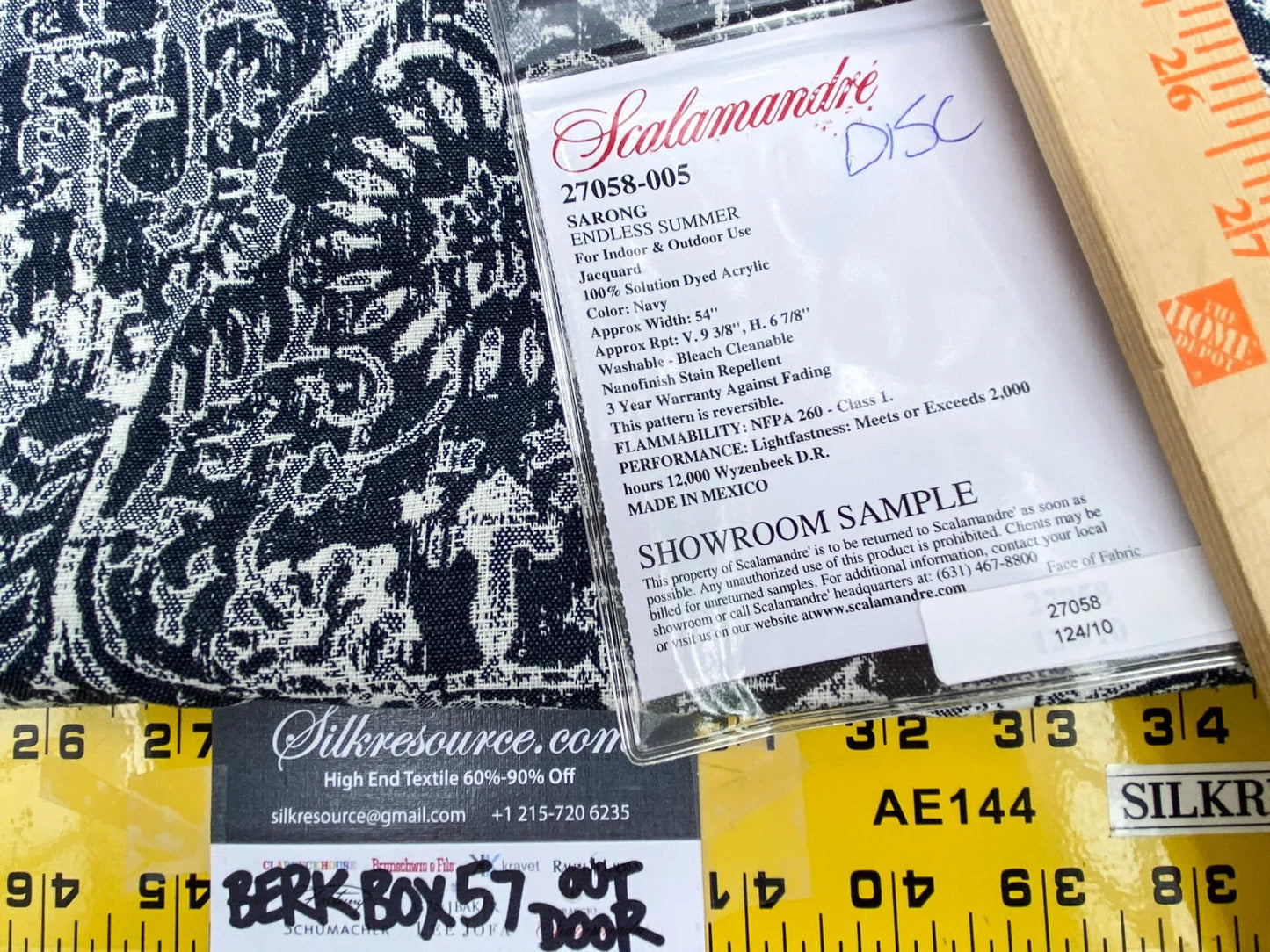 17 Berkbox57 Outdoor 2.4yard Scalamandre SARONG Navy Endless Summer Jacquard MSRP USD374