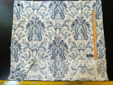 4 Berkbox54  1.4yard Scalamandre AVA DAMASK EMBROIDERY Linen Damask Blue on White MSRP $391/Y