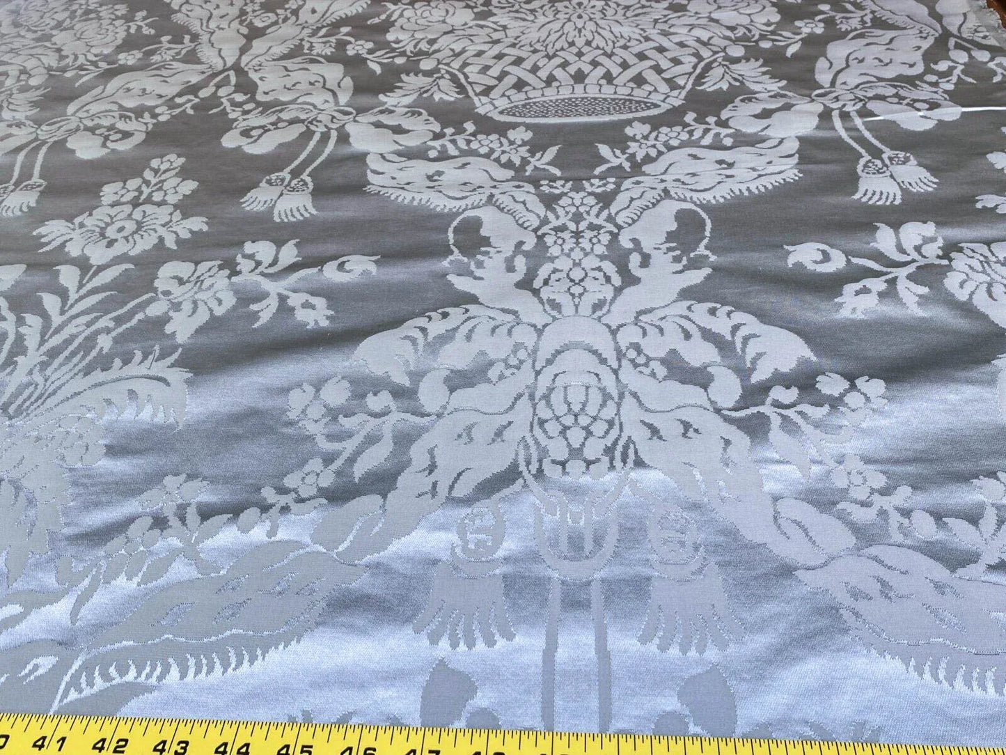 Scalamandre Gabriel Winter Mint Green Silk Damask Flower Basket MSRP USD 430/Y