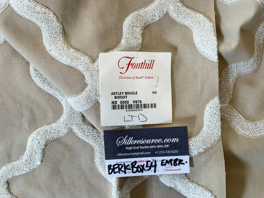 5 Berkbox54 1.1Yx47" Scalamandre Astley Boulce  Embroidery Beige MSRP USD 338/Y