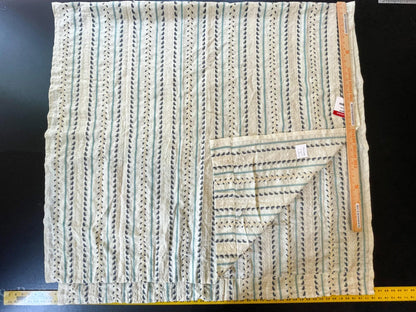 6 Berkbox54 2.4 yard Scalamandre Senwick Stripe Blue Cream Linen Embroidery MSRP USD 398/Y