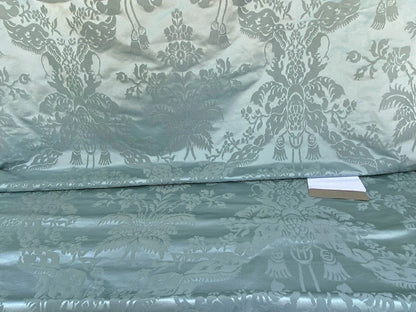 Scalamandre Gabriel Winter Mint Green Silk Damask Flower Basket MSRP USD 430/Y