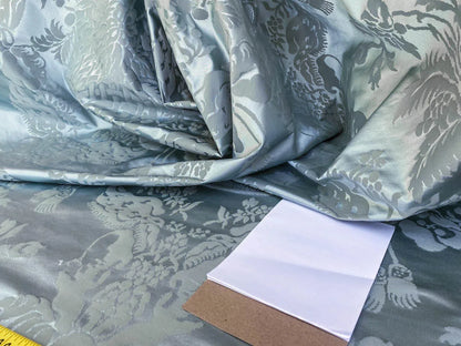 Scalamandre Gabriel Winter Mint Green Silk Damask Flower Basket MSRP USD 430/Y