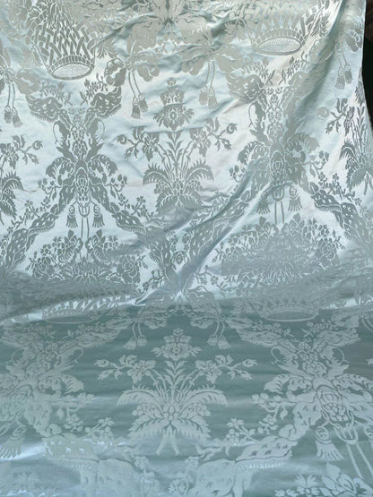 Scalamandre Gabriel Winter Mint Green Silk Damask Flower Basket MSRP USD 430/Y