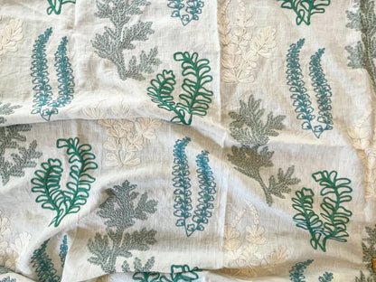 7 Berkbox54 Scalamandre Harbor Green Seaweeds Ocean Plants Embroidery 27"x27" MSRP USD 288